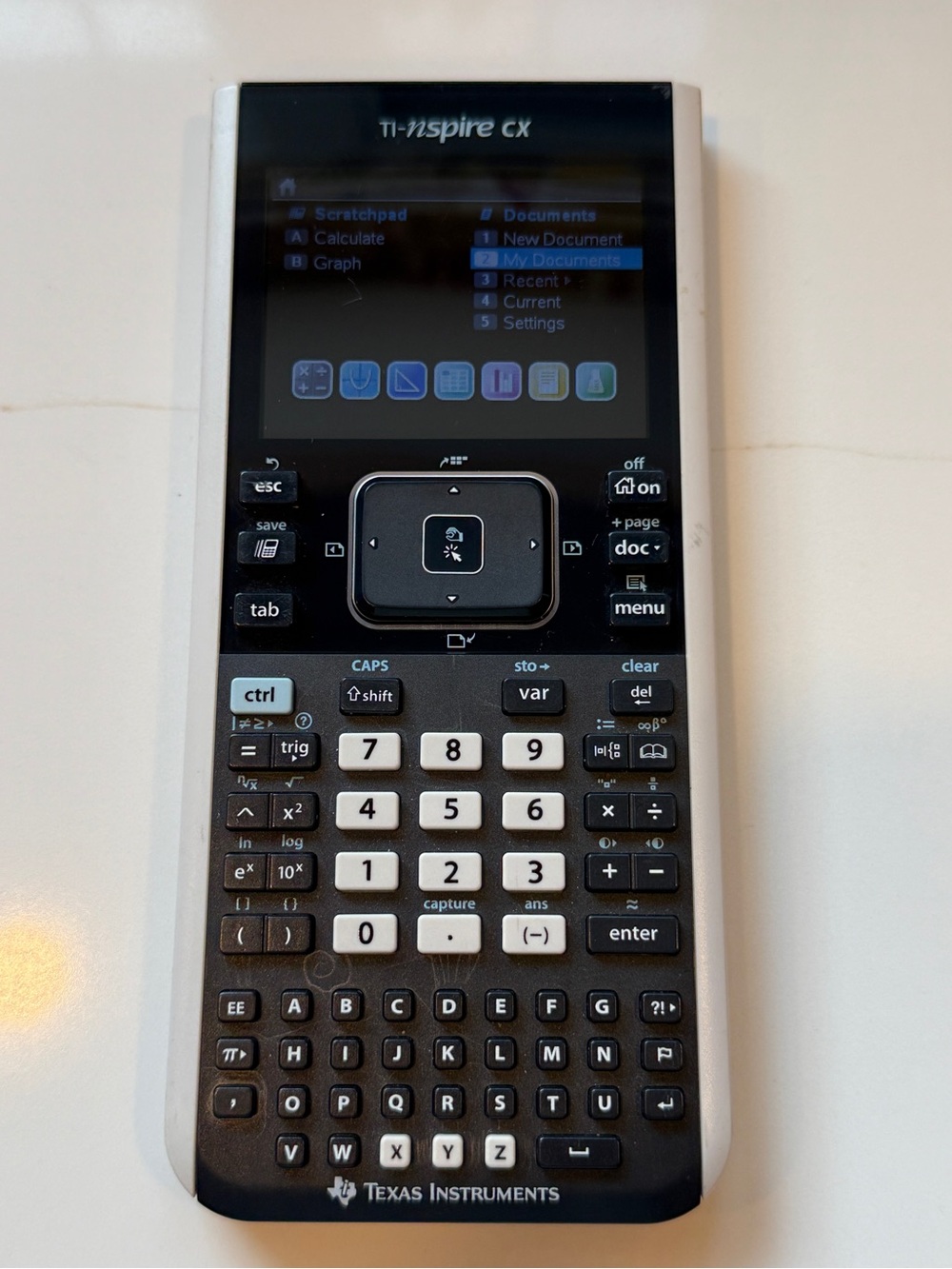 Texas Instruments TI-Nspire CX Graphing Calculator in Black and White